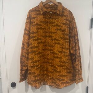 Woolrich Mens Long Sleeve Flannel Shirt 2XL Buckskin Southwest Fish Cabincore